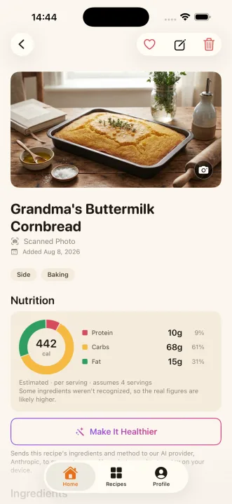 Recipe Catch app screen